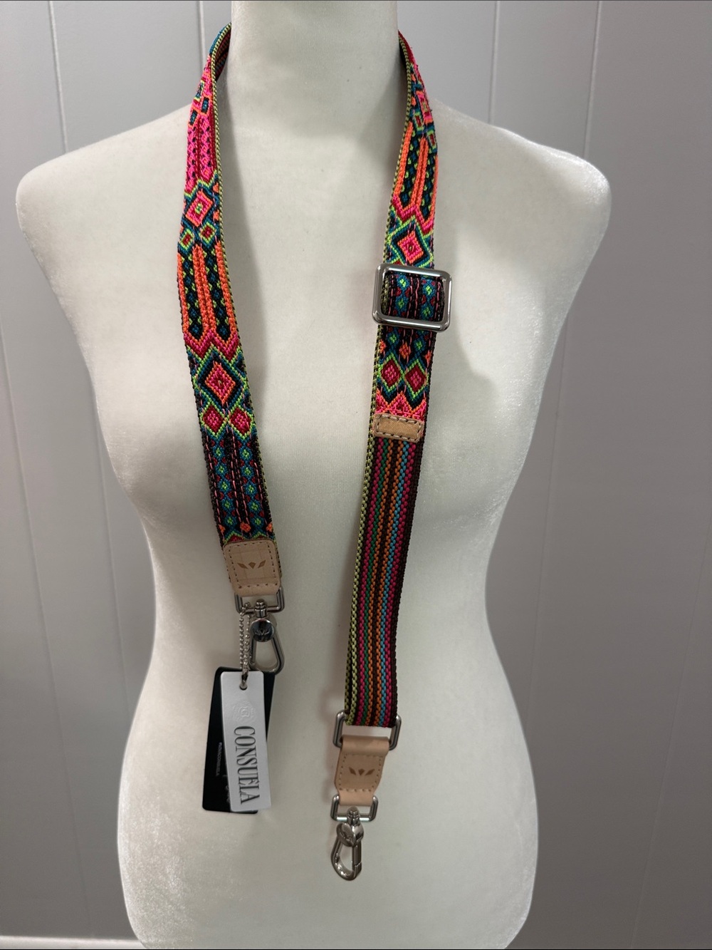 Consuela Multicolor Woven Adjustable Guitar-Strap Style Bag Strap NWT